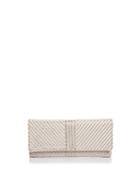 Sondra Roberts Flap Embellished Satin Clutch