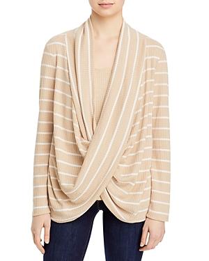 Single Thread Striped Waffle Knit Wrap Top