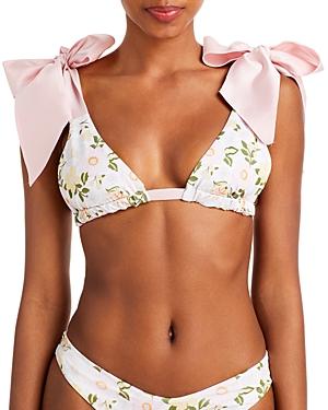 Capittana Alicia White Garden Printed Bow Bikini Top