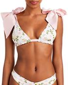 Capittana Alicia White Garden Printed Bow Bikini Top