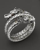 John Hardy Naga 18k Gold And Sterling Silver Double Coil Bracelet With Dragon Head