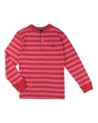 Nautica Boys' Long Sleeve Stripe Henley - Sizes S-xl - Compare At $36.50