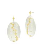 Freida Rothman Fleur Bloom Large Oval Drop Earrings In 14k Gold-plated & Rhodium-plated Sterling Silver