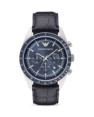 Emporio Armani Chronograph Leather Strap Watch, 46mm