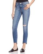 Frame High Skinny Raw Stagger Jeans In Forest