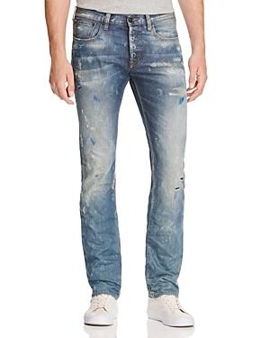 Prps Goods & Co. Demon Slim Fit Distressed Paint Jeans In Indigo