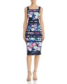 Adrianna Papell Striped Floral Sheath Dress
