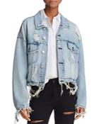 Hudson Oversize Distressed Denim Jacket In High And Dry