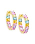 Adinas Jewels Pastel Baguette Hoop Earrings In 14k Yellow Gold Plated Sterling Silver