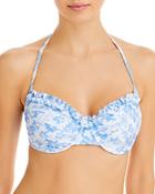Shoshanna Printed Ruffled Underwire Bikini Top