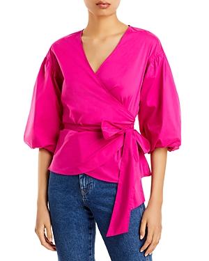 Milly Paulina Poplin Wrap Top