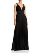 Aqua Pleated V-neck Gown - 100% Exclusive