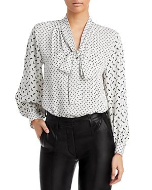 Theory Printed Tie Neck Top