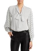 Theory Printed Tie Neck Top