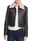 Veda Freeman Shearling-collar Leather Jacket - 100% Exclusive