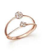 Diamond Double Row Ring In 14k Rose Gold, .15 Ct. T.w.