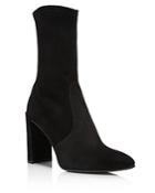 Stuart Weitzman Women's Clinger Stretch Suede Pointed Toe Booties