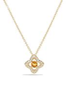 David Yurman Venetian Quatrefoil Necklace With Citrine And Diamonds In 18k Gold