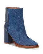 Chloe Women's Edith Denim & Leather Heeled Ankle Boots