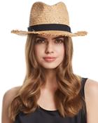 Aqua Frayed Panama Hat - 100% Exclusive