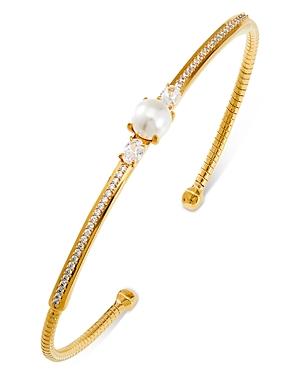 Nadri Emilia Simulated Pearl & Cubic Zirconia Cuff Bracelet