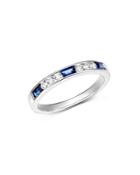 Bloomingdale's Diamond & Blue Sapphire Band Ring In 14k White Gold - 100% Exclusive