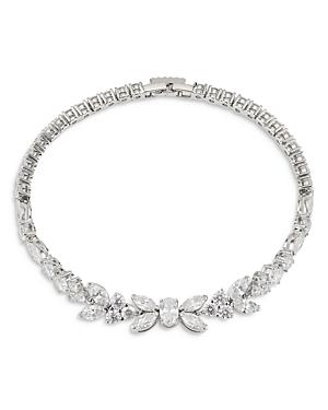 Nadri Prima Cubic Zirconia Cluster Line Bracelet In Rhodium Plated