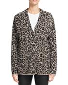 Theory Animal Print Buttoned Cardigan