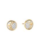 John Hardy 18k Yellow Gold & Sterling Silver Dot Moon Phase Diamond Stud Earrings