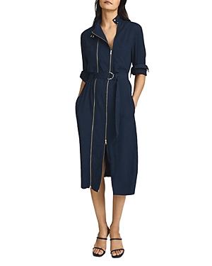 Reiss Alexis Zip Front Denim Look Dress