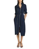 Reiss Alexis Zip Front Denim Look Dress