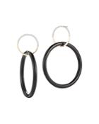 Mateo 14k Yellow Gold Small Half Moon & Onyx Connecting Drop Earrings