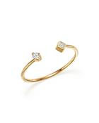 Zoe Chicco 14k Yellow Gold Open Ring With Prong And Bezel Set Diamonds