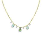Meira T Diamond & Opal Drop Spot Chain Necklace In 14k Yellow Gold, 0.28 Ct. T.w.