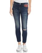 Current/elliott The Stiletto Plaid Pocket Skinny Jeans In Erwin With Red Tartan
