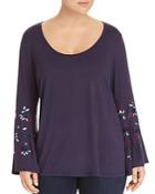Love Scarlett Plus Embroidered Bell-sleeve Top