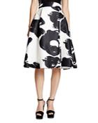 Halston Heritage Abstract Orchid Structured Skirt
