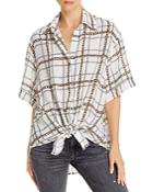 7 For All Mankind Tie-front Short Sleeve Button-down Shirt