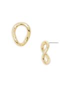 Aqua Wavy Circle Stud Earrings In Gold Tone - 100% Exclusive