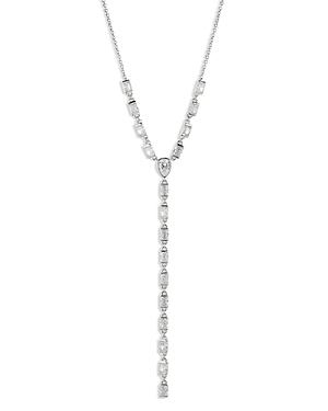 Nadri Zoe Cubic Zirconia Lariat Necklace In Rhodium-plate, 16-19