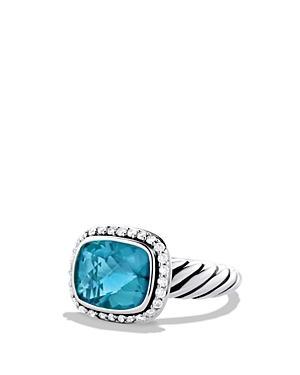 David Yurman Noblesse Ring With Blue Topaz & Diamonds