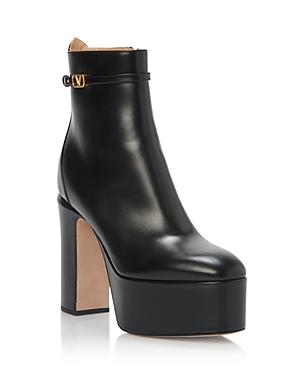 Valentino Garavani Women's Leather Block Heel Platform Booties