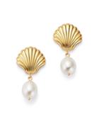 Bloomingdale's Freshwater Pearl Shell Drop Earrings In 14k Yellow Gold - 100% Exclusive