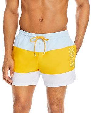 Boss Coco Color Blocked Logo Print Regular Fit Swim Trunks
