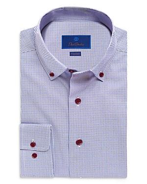 David Donahue Basketweave Textured Fusion Regular Fit Button Down Dress Shirt