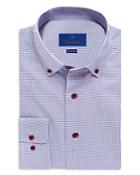 David Donahue Basketweave Textured Fusion Regular Fit Button Down Dress Shirt