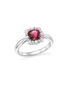 Cushion-cut Pink Tourmaline And Diamond Ring In 14k White Gold - 100% Exclusive