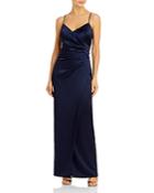 Aqua Satin Ruched Gown - 100% Exclusive