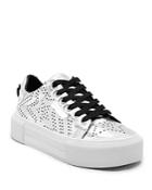 Kendall And Kylie Tyler Perforated Metaliic Platform Lace Up Sneakers