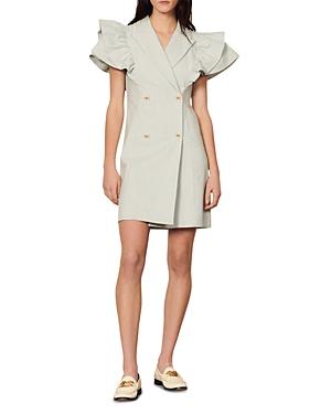 Sandro Flutter Sleeve Double Breasted Dress